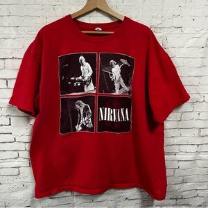 Nirvana 2012 Tee Shirt Red Size XXL 2X Men Photo Squares Band T-shirt